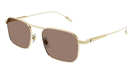 Montblanc MB0218S-002 53 Sunglass GOLD-GOLD-BROWN Montblanc MB0218S-002 53 Sunglass GOLD-GOLD-BROWN
