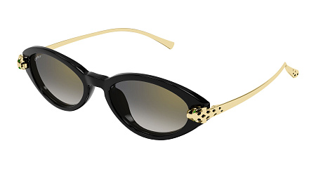 Cartier CT0634S-001 52 Sunglass BLACK-GOLD-GREY