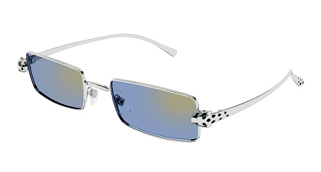 Cartier CT0473S-004 54 Sunglass SILVER-SILVER-LIGHT BLUE