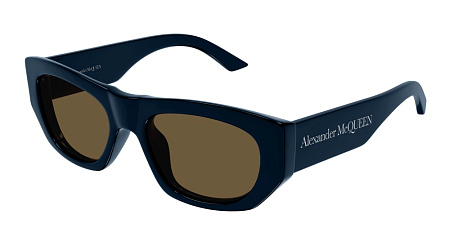 Alexander McQueen AM0450S-003 54 Sunglass BLUE-BLUE-BROWN
