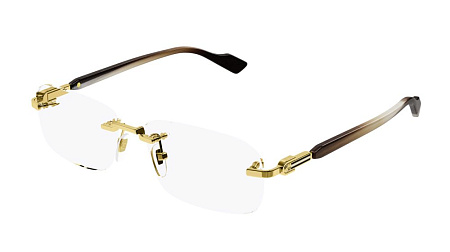 Gucci GG1221O-002 56 Optical Frame GOLD-BROWN-TRANSPARENT