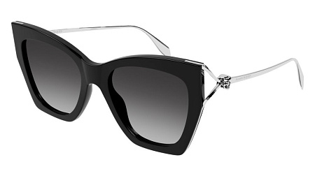 Alexander McQueen AM0375S-001 53 Sunglass BLACK-SILVER-GREY