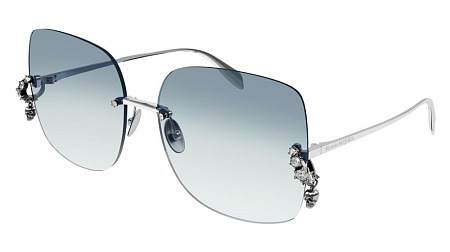 Alexander McQueen AM0390S-003 63 Sunglass SILVER-SILVER-BLUE