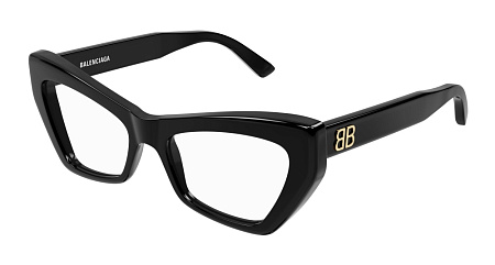 Balenciaga BB0296O-001 53 Optical Frame BLACK-BLACK-TRANSPARENT