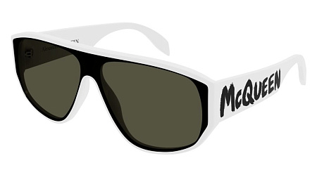 Alexander McQueen AM0386S-003 99 Sunglass WHITE-WHITE-GREEN Alexander McQueen AM0386S-003 99 Sunglass WHITE-WHITE-GREEN